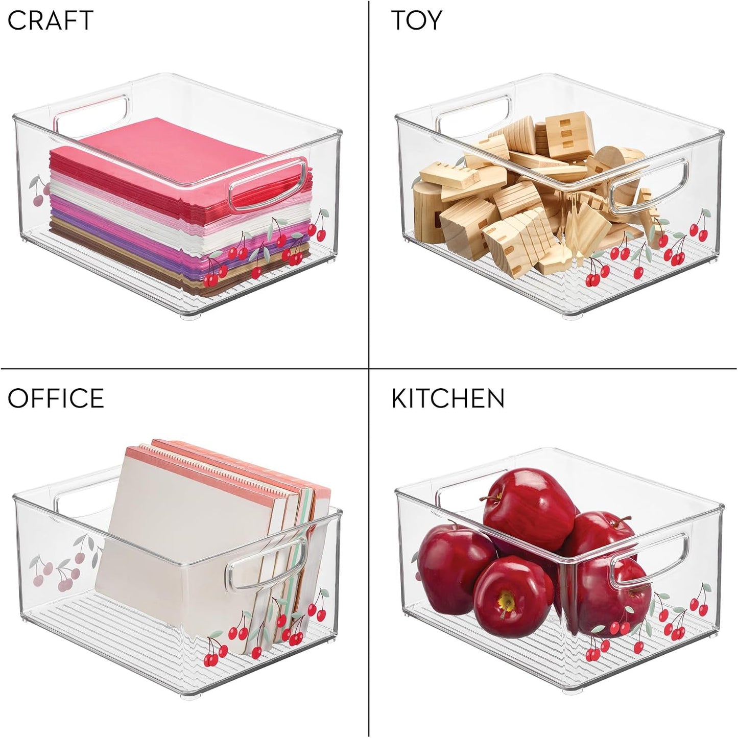 iDesign Stackable Clear Plastic Bin - Kitchen Organizers and Storage for Fridge and Pantry, 2-Pack