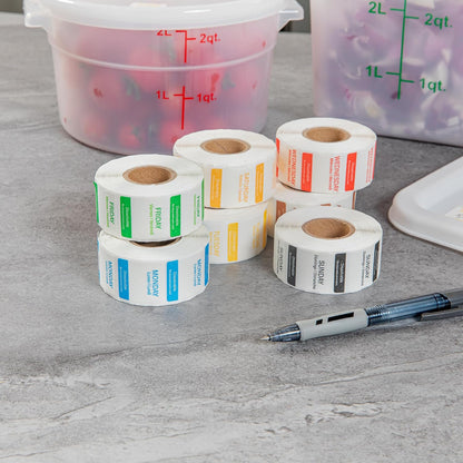 Restaurantware RW Smart 1 Inch x 1 Inch Food Rotation Labels 500 Dissolvable Food Safety Labels - Premium Trilingual Green Paper Day Of The Week Labels For Food Storage Or Prep Friday