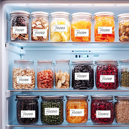 2.4" x 1.2" Removable Food Labels for Freezer Storage, Date Content Stickers to Write On for Home Kitchen Office Use, 200 Pcs