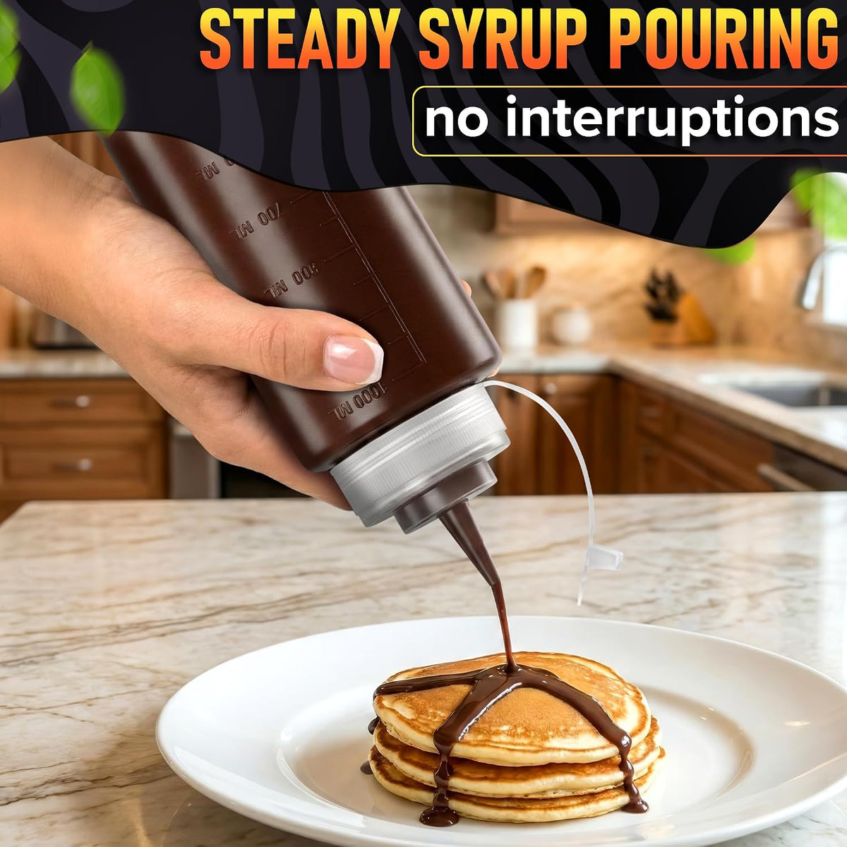 BURIUS Inverted Condiment Squeeze Bottles 16 oz for Sauces, Honey