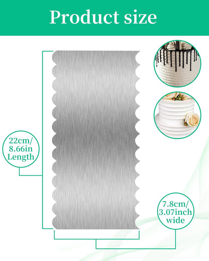 8.6 Inch Metal Cake Scraper Smoother, Edge Side Jagged Comb for Cream