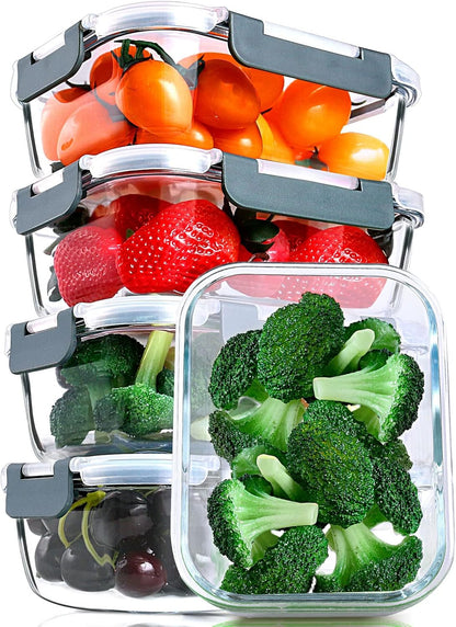 M MCIRCO 67.4oz(8.3 cup), 33.8oz(4.2 cup)& 18.6oz(2.1 cup) Extra Large Glass Food Storage Containers Set with Lids, 6 Pack Airtight Glass Storage Container for Microwave,Oven,Freezer Dishwasher