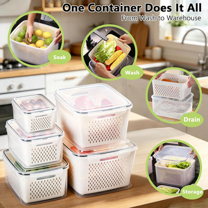 bealy 2 Pack Refrigerator Organizers and Storage, Stackable Clear Pull out Drawer Organizer Bins, BPA-Free Fridge Organizer and Storage for Fruit, Produce, Drink, Snack and Food Storage Containers