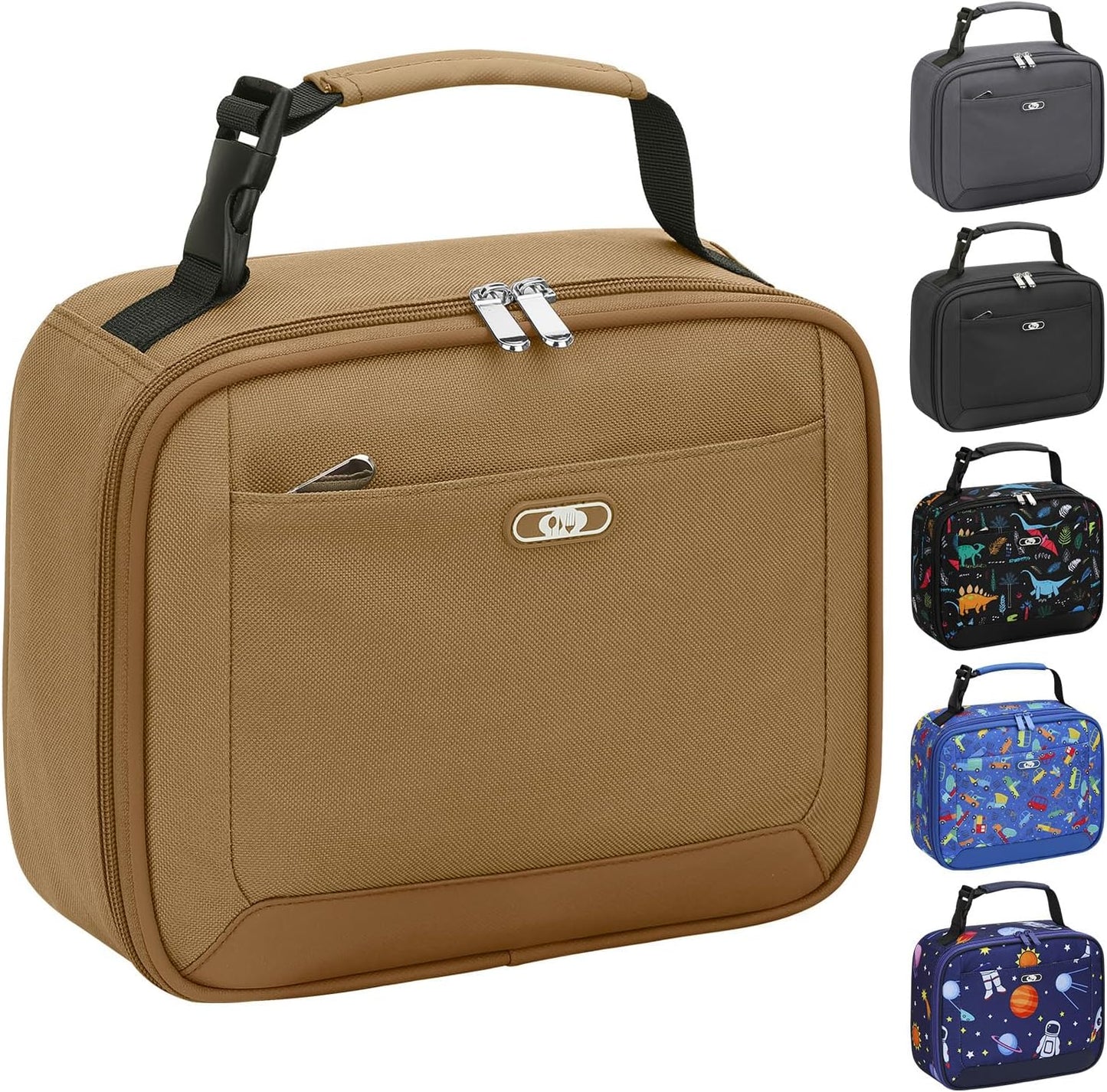 Lunch Box Kids Insulated Lunch Bag for Boys Girls Cute Reusable Lunch Tote Bag Waterproof Portable Thermal Lunch Box Kids for School Picnic Travel Black