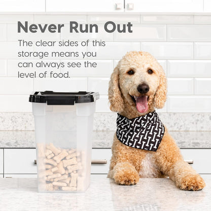IRIS USA Airtight Dog Food Storage Container, Up to 30 lbs, Attachable Wheels, for Dog Cat Bird and other Pet Food Storage Bin, Keep Fresh, Easy Mobility, BPA Free, Black