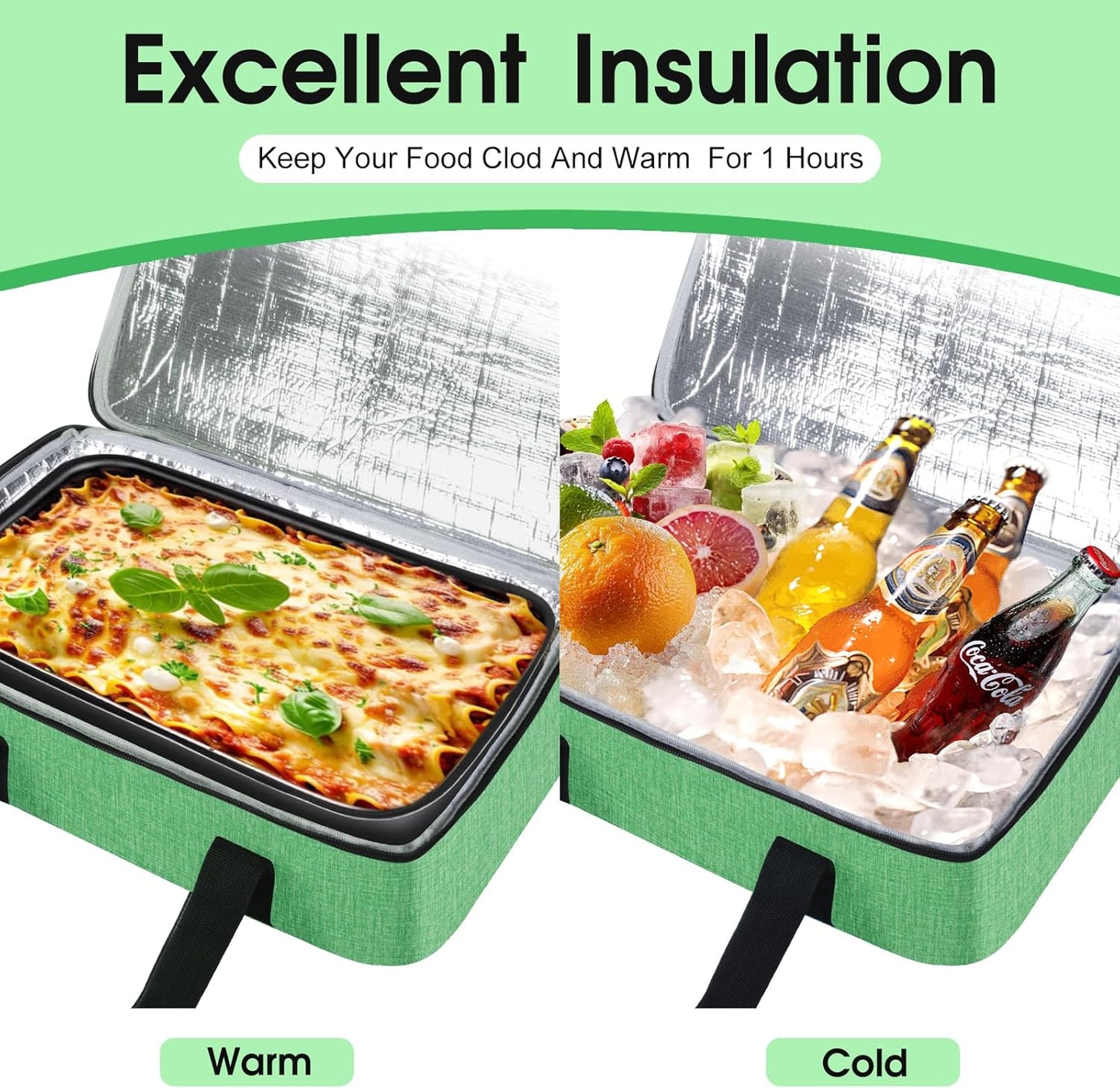 Insulated Casserole Carrier, Portable Casserole Carrier for Hot or Cold Food Lunch Tote Warmer or Cooler Bag, Lasagna Lunch Bag for Potluck Parties- Fits 9" x 13" Baking Dish-Charcoal Grey
