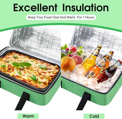 Insulated Casserole Carrier, Portable Casserole Carrier for Hot or Cold Food Lunch Tote Warmer or Cooler Bag, Lasagna Lunch Bag for Potluck Parties- Fits 9" x 13" Baking Dish-Charcoal Grey