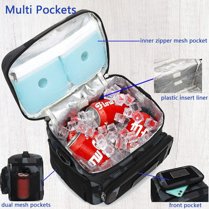 FlowFly Lunch Bag, Insulated Cooler, Thermal Lunch Box Tote with MOLLE/PALS Webbing, Adjustable Padded Shoulder Strap, for Tactical Men Women Adults and Boys Girls Kids (Cyan, Medium)