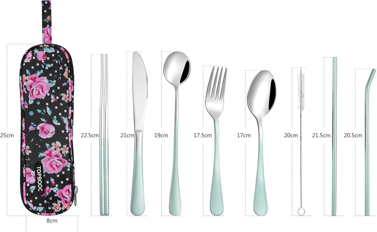 Travel Utensils,Reusable Silverware Set To Go Portable Cutlery Set with a Waterproof Carrying Case for Lunch Boxes Workplace Camping Picnic (Purple)