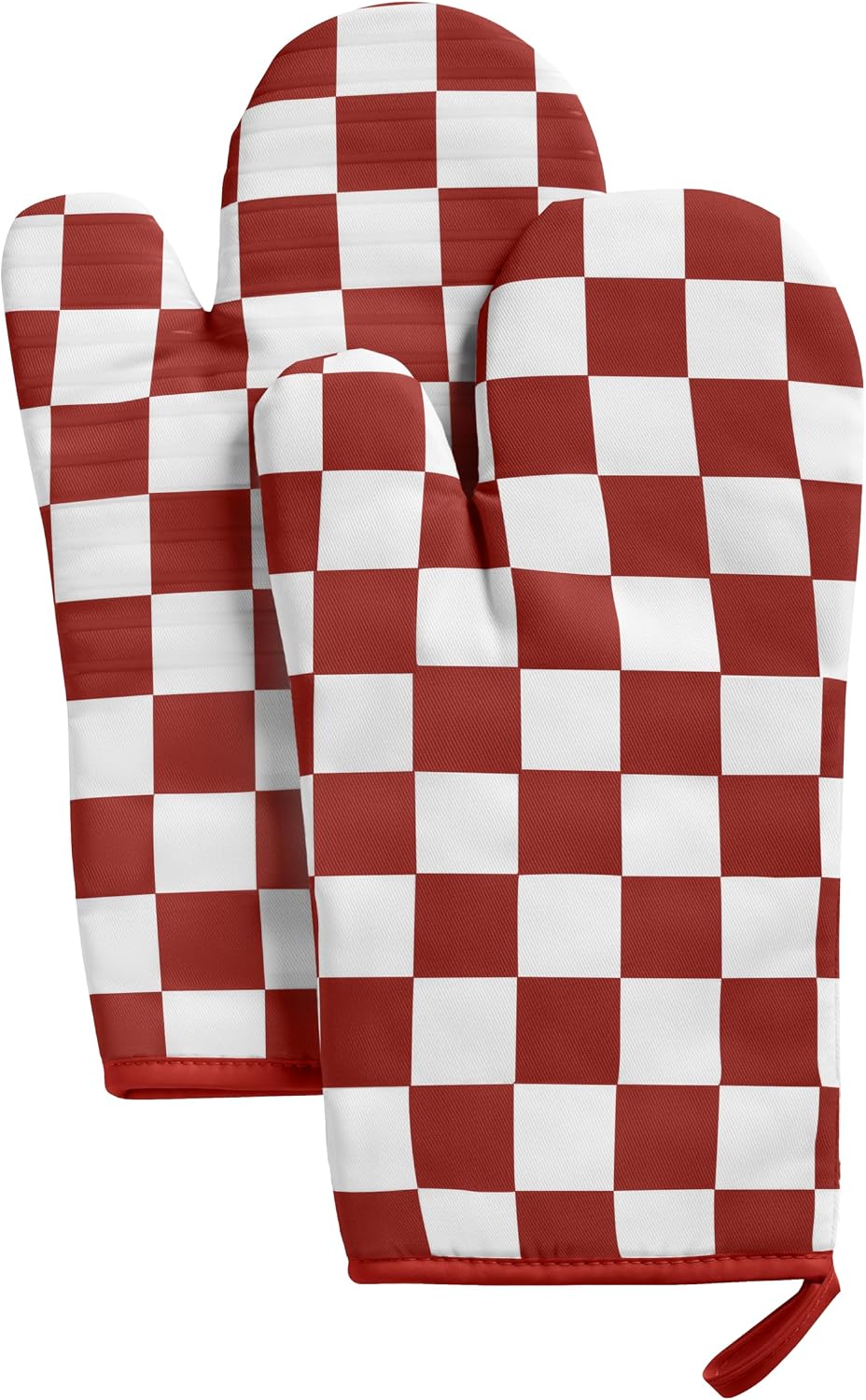 Ohocut Navy Blue Checkered Oven Mitts Heat Resistant, Vintage Retro Checkerboard Cute Oven Mitts, Non-Slip Silicone Kitchen Oven Gloves, 2-Pack Set, 7''x13''
