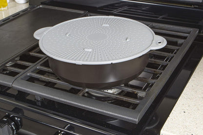 Silicone Splatter Screen, Multi-Use Kitchen Tool, Protect Stovetop and Counters, 3-in-1 Silicone Kitchen Trivet, Splatter Screen, and Colander Lid, Gray