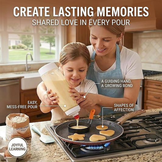 Pancake Batter Dispenser Bottle 34Oz, BPA-Free Dishwasher-Safe
