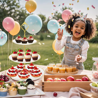 Supernal 10 Pack Dessert Table Display Set -4 Sets 3 Tier Cupcake Stand,6 Pcs Food Serving Trays,Elegant Tableware for Cupcakes and Snacks,Perfect for Tea Party Baby Shower Decorations(White and Gold)