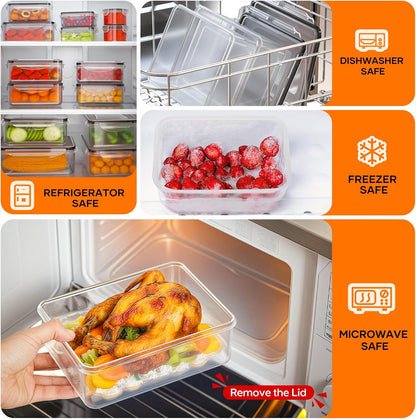 TOPCHASE 40 PCS Food Storage Containers with Lids Airtight (20 Containers & 20 Lids) - Plastic Food Containers for Kitchen Storage Reusable BPA-Free Leakproof Meal Prep Container with Labels & Pen