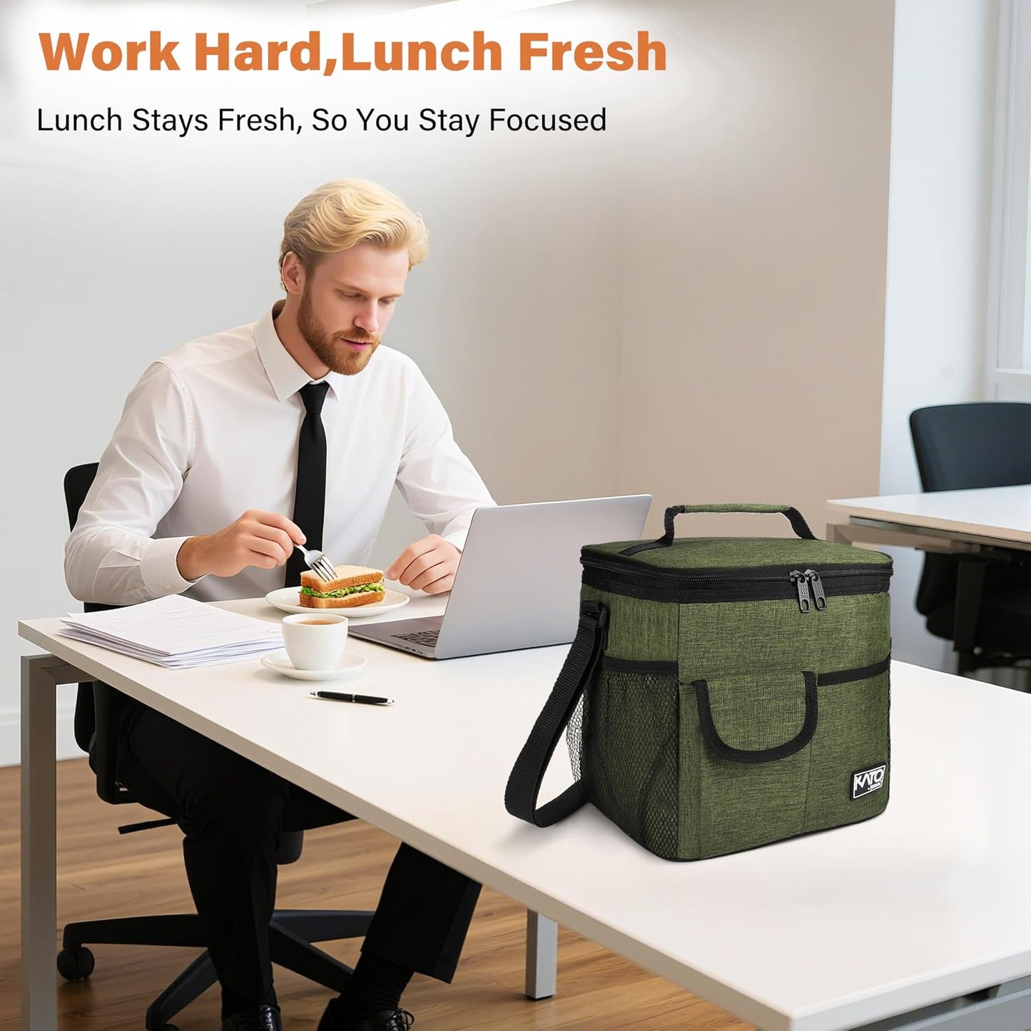 Tirrinia Insulated Lunch Bag for Women Men, Leakproof Lunch Box Containers for Adult, Work, School, Soft Lunchbox for Kids,Boys, Adult Cooler Bag for Picnic Hiking Beach,Charcoal