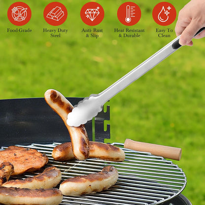 17" Extra Long Metal Tongs,Grilling Tongs,Stainless Steel Tongs for Cooking