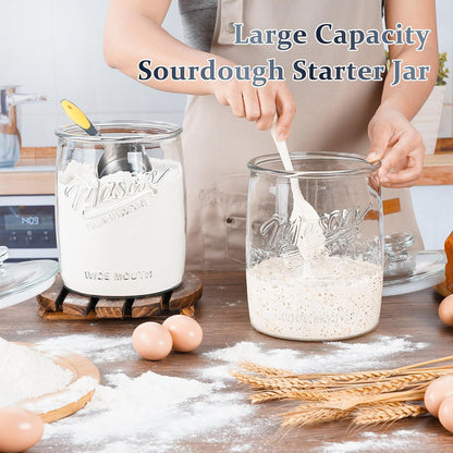 Folinstall 2 Pack 1 Gallon Glass Cookie Jar, Large Glass Jar with Airtight lid, Glass Food Storage Container for Cookies, Candy, Flour, Dog Treats, Coffee, Apothecary Jars