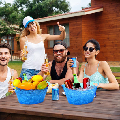 meekoo 6 Pcs Plastic Ice Buckets Bulk with Handles 4.5L Oval Storage Tub Large Capacity Ice Drink Bucket for Party Bar Wine Beer Champagne Beverage Bottle Cooler (4.5 L,Orange)
