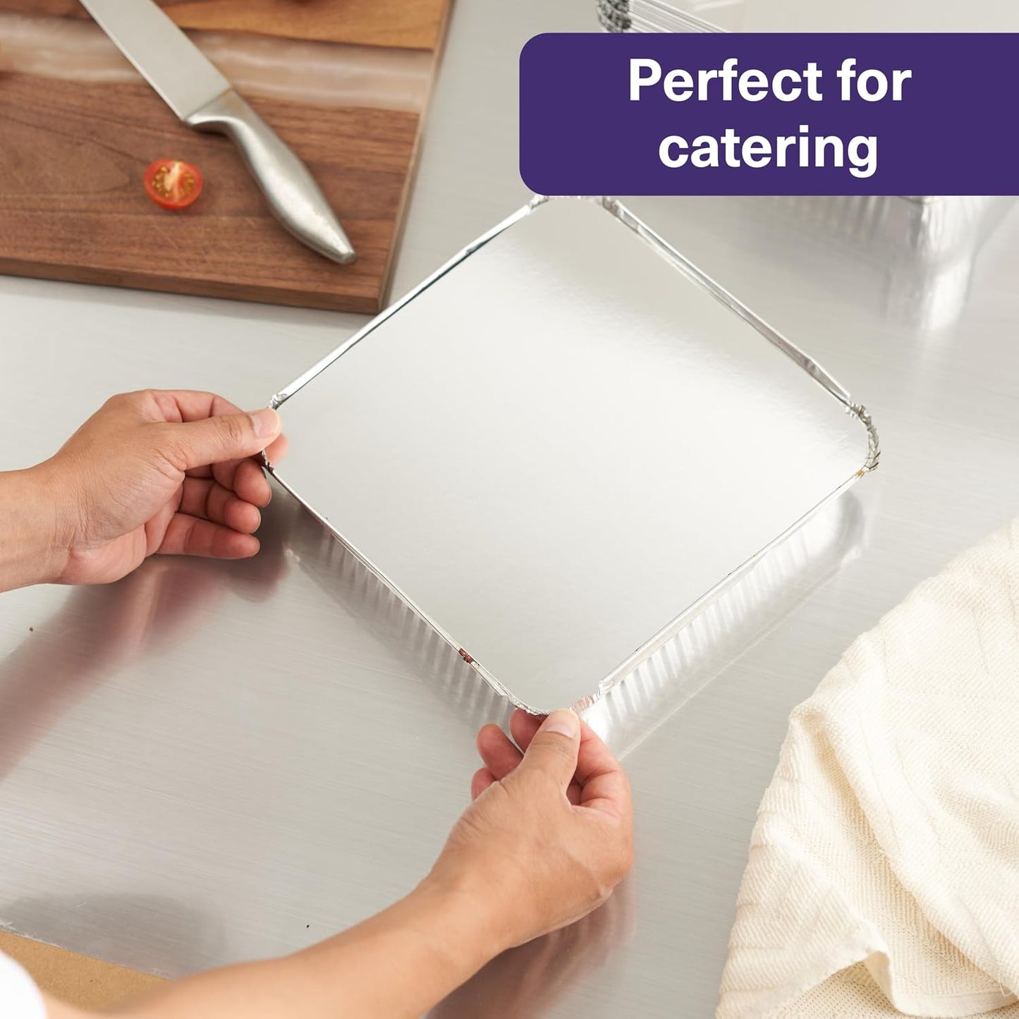 MATANA 25 Pack 10x14 Aluminum Pans, Lasagna Pan Disposable Baking Tin Foil Pan, Half Size Deep Steam Table Pan, Aluminum Tray, Great for Oven Roasting, Chafing, Heating, Serving Food, Parties