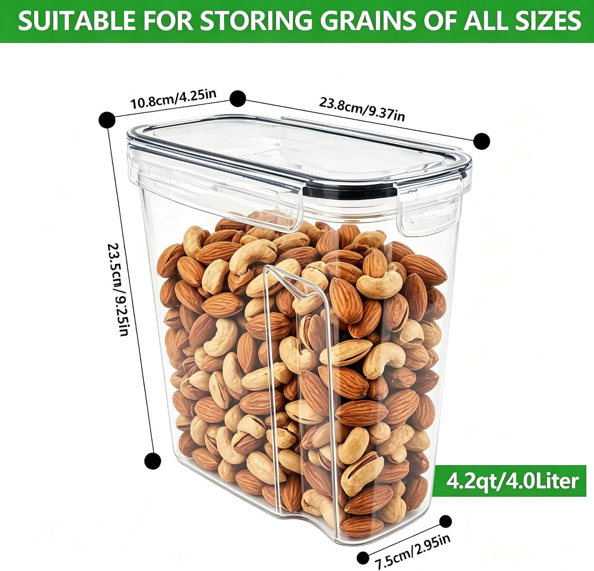 42pcs Airtight Containers, Clear Stackable Dry Food Storage | 42pk clear airtight containers with tight lids keep dry food fresh. Safe plastic, stackable for pantry kitchen storage
