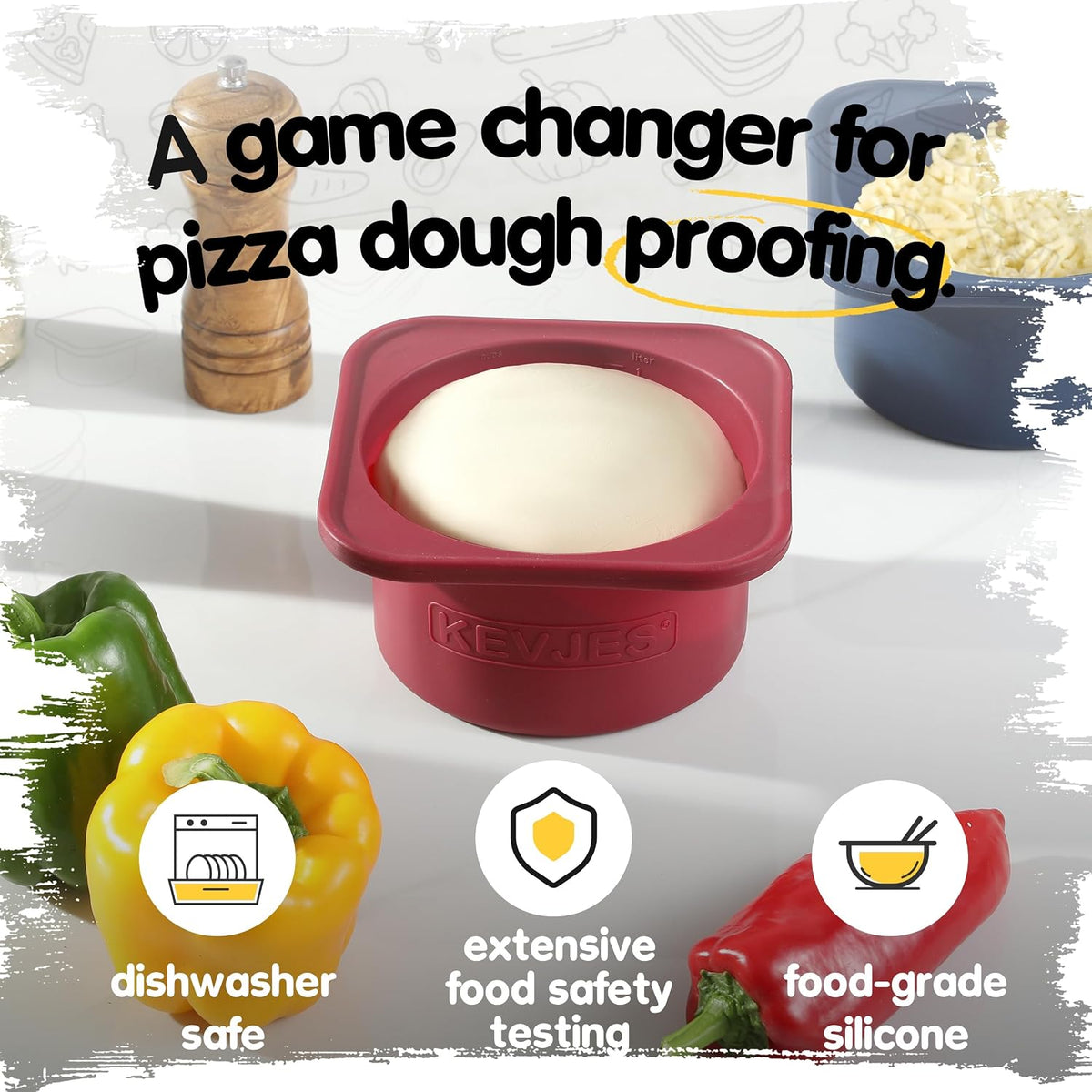 PLUS 1000ml Pizza Dough Proofing Containers, 2-Pack, Green