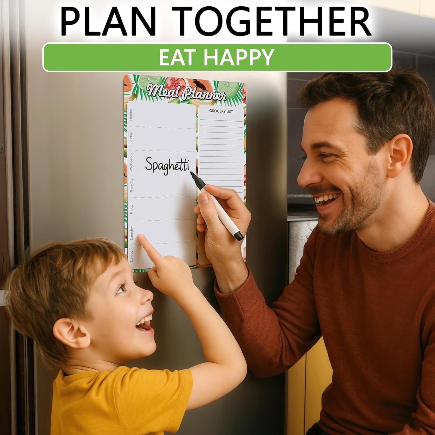 Weekly Dinner Menu Board for Kitchen A4-8.5x12 Black Magnetic Weekly Meal Planner for Fridge Dry Erase Weekly Menu Boards Magnetic Menu for Refrigerator Food Menu Boards Week Chalkboard Menu Board