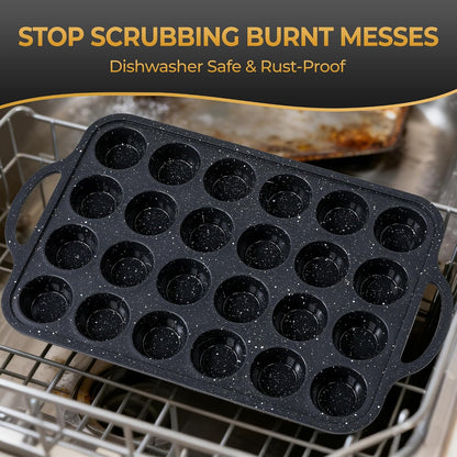 Silicone Muffin Pan with Metal Frame, 12-Cup Non-Stick Baking Pan for Cupcakes & Muffins, Dishwasher Safe & BPA Free, Durable for Meal Prep & Oven Use