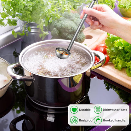 Potchen 10 Pcs Stainless Steel Soup Ladle Set, 1 oz
