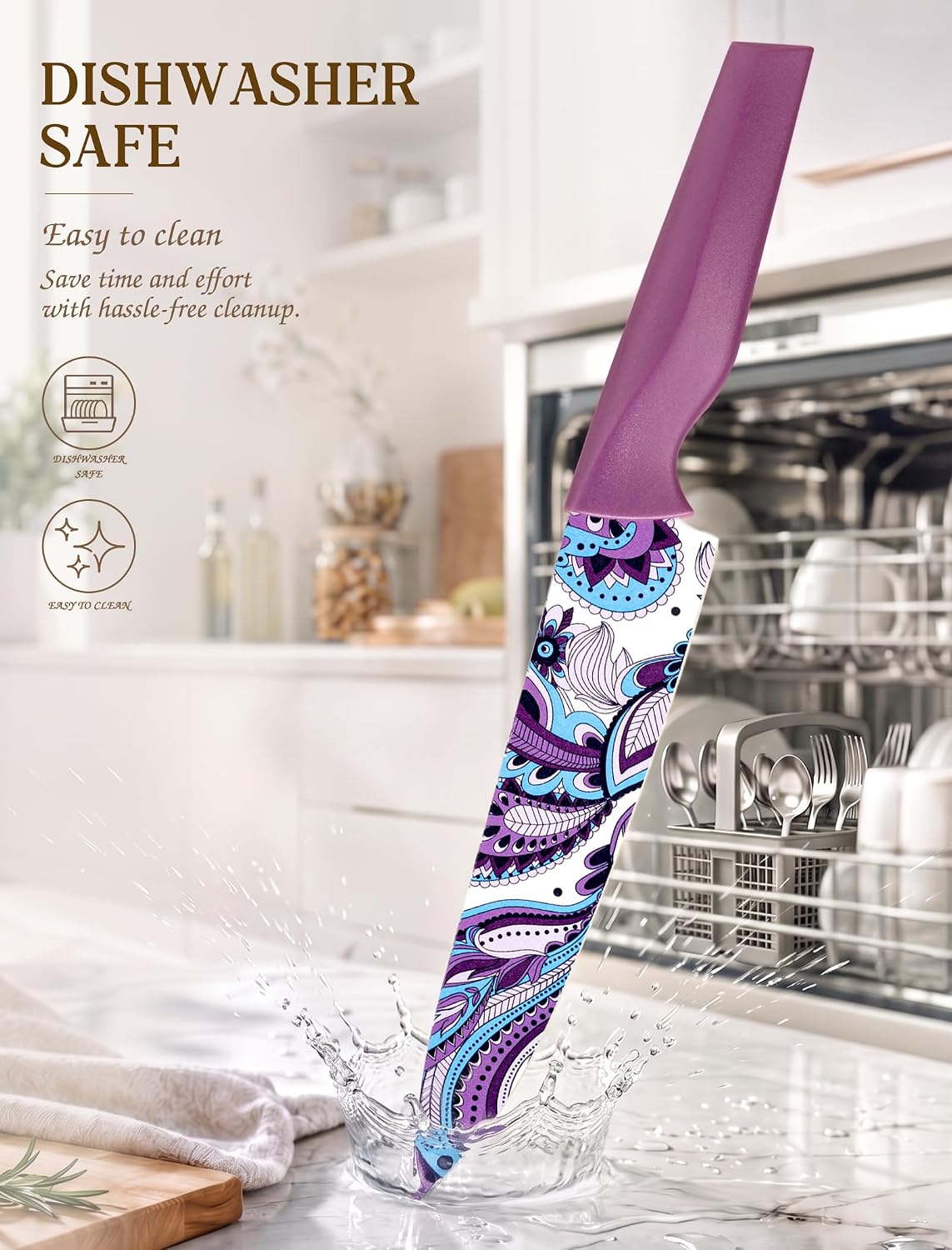 Astercook Paisley Pattern Knife Set with Cover