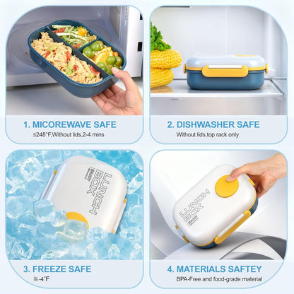 Lunch Bento Box Set - 3 Compartment Containers for Kids and Adults,lunch box for women with Thermo Lunch Bag, Leak-Proof and BPA-Free - Built-in Utensil Set,Sauce - Dishwasher Safe-Claret