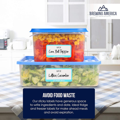 Dissolvable Food Labels for Food Containers - 250qty Made in USA - 1x2 Inches - Wash-Off Labels for Meal Prep, Pantry, Freezer and Mason Jars – No Scrubbing, No Residue - Teal