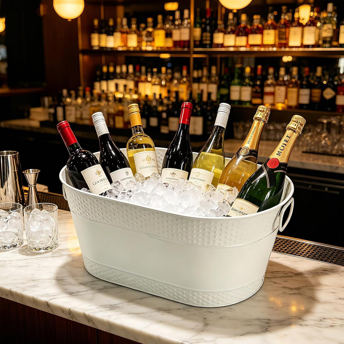 4 Gallon Galvanized Beverage Tub, 2 Pcs Heavy-Duty Ice Buckets Large Galvanized Drink Buckets with Handles for Catering Bars Parties