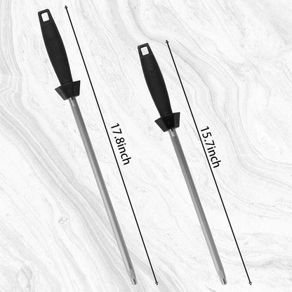 12-Inch Knife Sharpening Rod, Fine Carbon Honing Steel, Black Handle