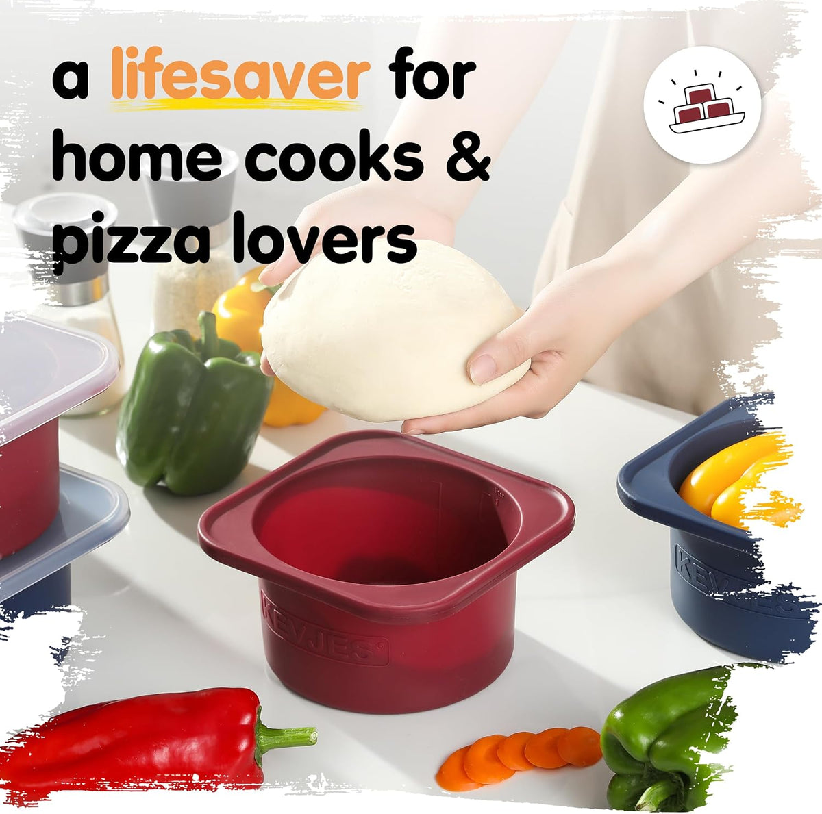 PLUS 1000ml Pizza Dough Proofing Containers, 2-Pack, Green