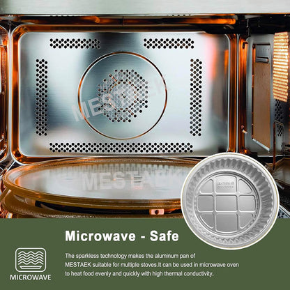 7.7" Round Aluminum Foil Containers with Lids (5 Pack) – Heavy Duty Disposable Takeout Pans for Meal Prep, Pasta, Casserole, Food Storage & Catering, 48oz