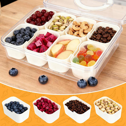 Snackle Box Taco Bar Serving Set for a Party - Divided Lazy Susan Serving Tray - Taco Tuesday Kit - Chip and Dip Serving Set for Party - PET Rotating Appetizer Serving Tray (12"x3.9")