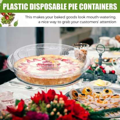 Vesici 30 Pcs 9'' Plastic Pie Containers Disposable Clear Dessert Containers with Lids Round Pie Keeper Clamshell Takeout Food Carrier for Takeout Boxes Food Cake Doughnut Storage