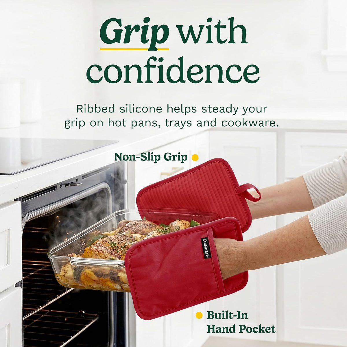 Cuisinart Silicone Pot Holders, Set of 2 7"x9", Heat Resistant 500F