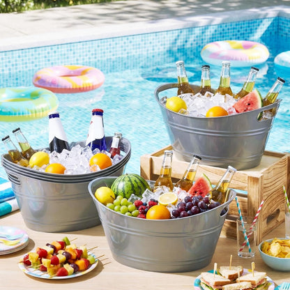 meekoo 6 Pcs Plastic Ice Buckets Bulk with Handles 4.5L Oval Storage Tub Large Capacity Ice Drink Bucket for Party Bar Wine Beer Champagne Beverage Bottle Cooler (4.5 L,Orange)