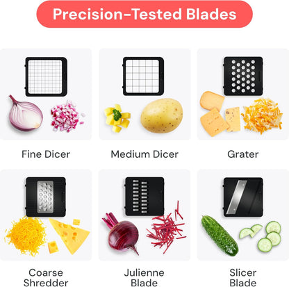 Fullstar Core Vegetable Chopper - Chop and Slice Lid - Food Chopper with Container, Veggie Chopper, Fruit Slicer, Onion Dicer - Meal Prep Essential - Kitchen Gadgets and Gifts (6-in-1, White/Black)