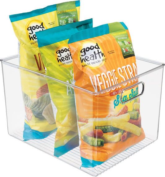 iDesign Storage Bin with Handles, 12" x 10" x 8", Clear | For Kitchen, Pantry, Cabinet, Nursery, Crafts