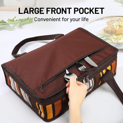 MIER Insulated Casserole Carrier for Hot or Cold Food Thermal Food Carrier Bag for Lasagna Potluck Parties Picnic Cookouts, Fits 9"x13" Baking Dish/Foil Pan, Red