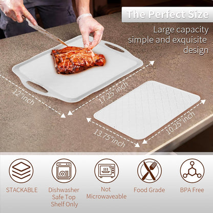 LEHAHA Grilling Prep Trays, Melamine BBQ Prep and Serving Platters and Tray for Outdoor Entertaining, Large Food Serving Trays, Set of 2, 17.2" x 10.5",Great for Grilling Lovers,Black and Red