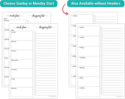 321done Magnetic Weekly Meal Plan Shopping Checklist Notepad - Tear-Off 50 Sheets, 5.5x8.5 - Undated, Sunday to Saturday To-Do List Planner, Schedule Weekly Desk Pad, Weekday Planning Notepad - Made in USA