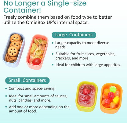 Dip Containers for OmieBox UP bento Box, 4 Pack Leakproof Salad Dressing Container To Go, Condiment Containers with Lids - Food Safe Silicone - 4.5 & 9 ounces