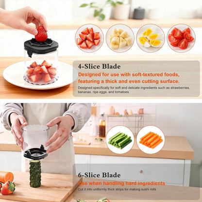 Fruit Slicer Cup 4 (6) Slice Blade Detachable Perfect Salads Sushi Pink