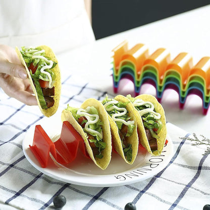 Taco Holder, 2Pcs Taco Plates Holder, Tacos Stands for 4 Tacos, Tacos Plates Rack Tray with Dividers