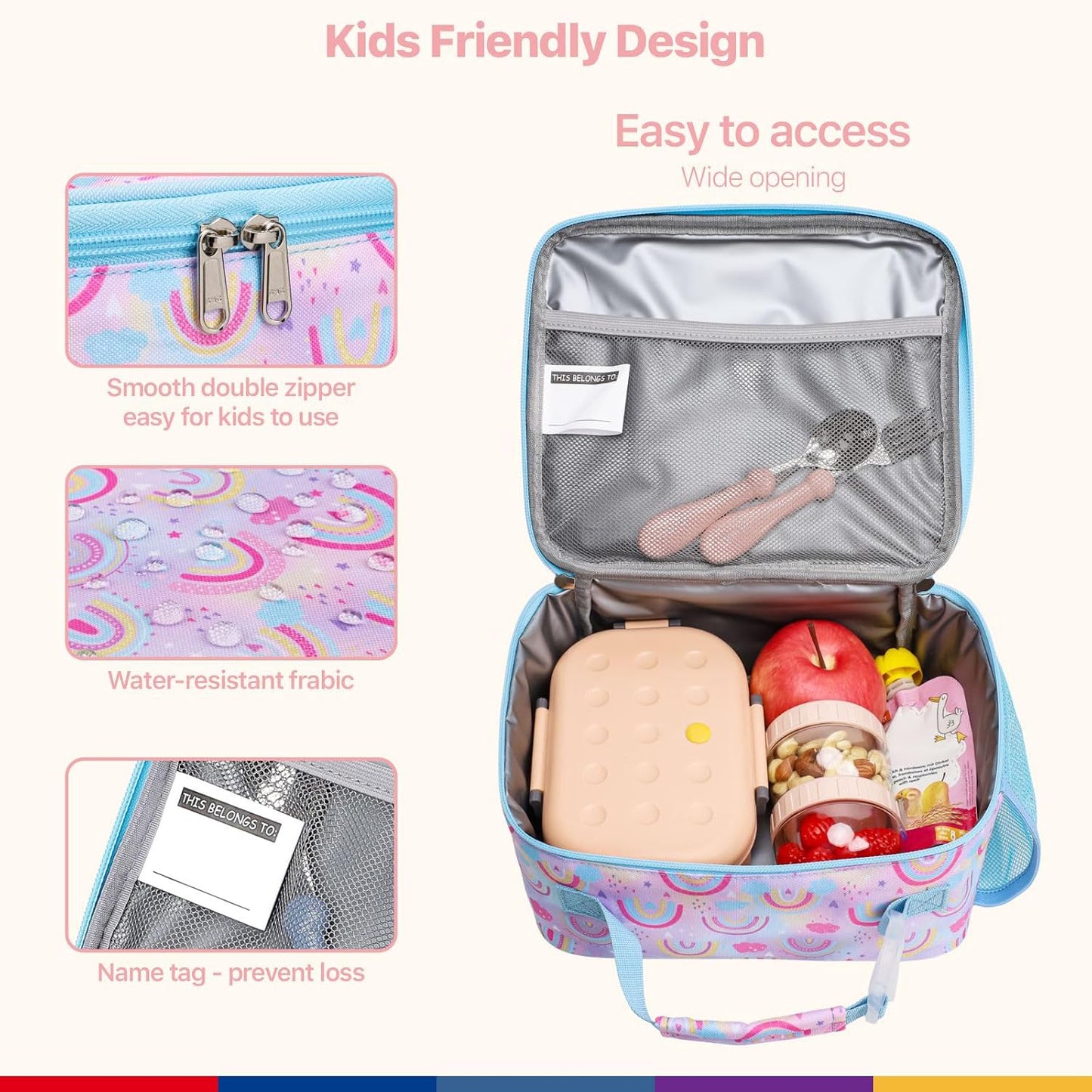 Bagseri Kids Lunch Bag Boys - Thermal Insulated Lunch Box Tote with Water Bottle Holder, Reusable Leak-Proof Kids Lunch Box for Daycare & School, Black Dinosaur (Containers Not Included)