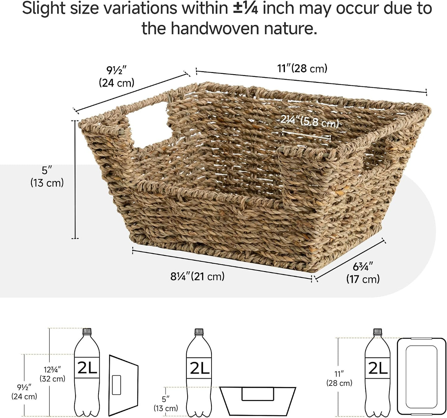 StorageWorks Round Paper Rope Woven Basket for Pantry Organizers and Storage, Stackable Pantry Storage Baskets for Shelves, Brown, 2-Pack