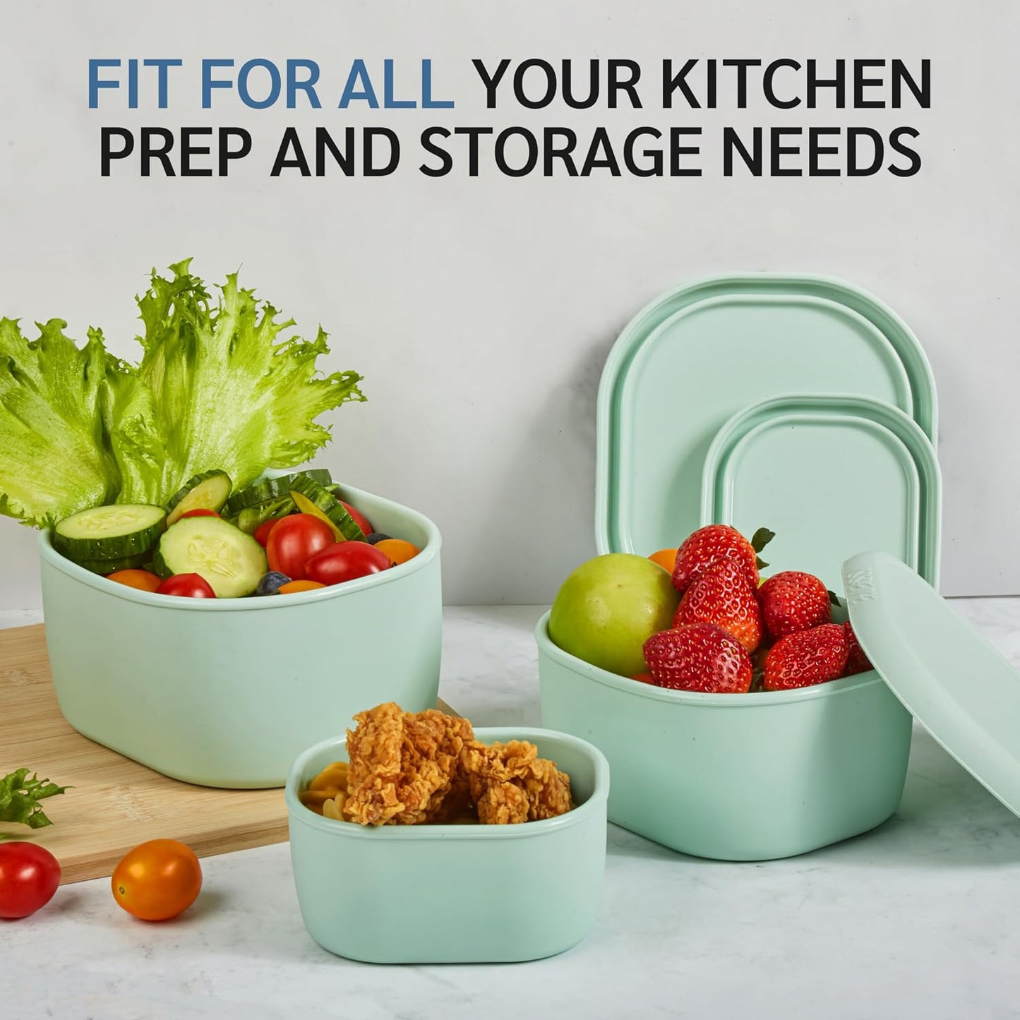 ISSEVE 12Pcs/Set Nesting Silicone Food Storage Containers with Lids, BPA Free Reusable Meal Prep Silicone Containers Airtight, Freezer Dishwasher Safe (33.8oz, 20oz, 10oz, 6.7oz, 1.3oz)